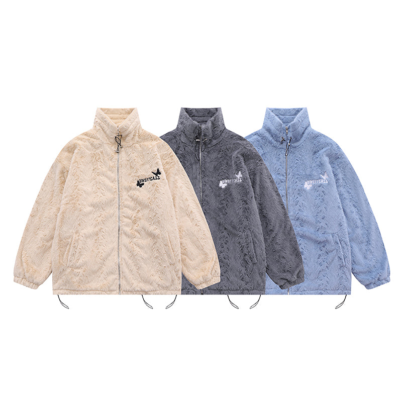 Youth Fleece-Lined Street Fashion Cardigan