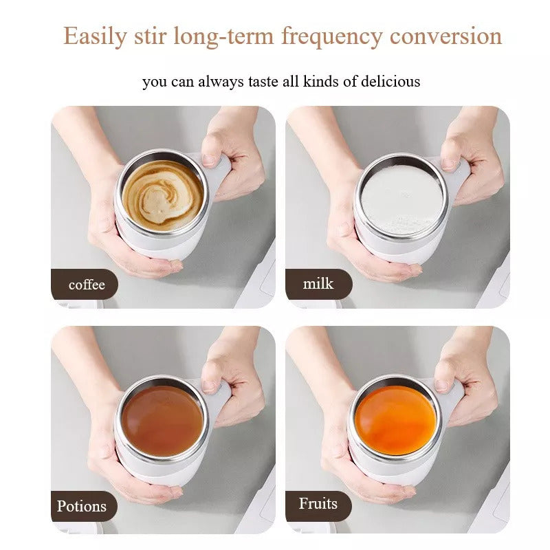 Self-Stirring Coffee Mug – Automatic Mixing Travel Cup