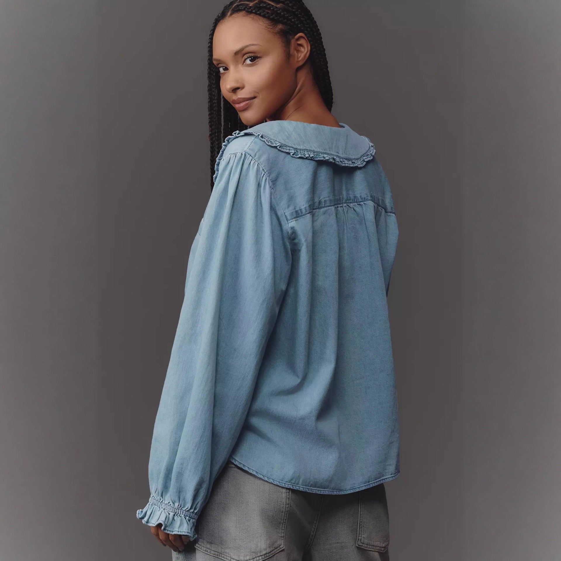 Casual Retro Lightweight Denim Long Sleeve Shirt