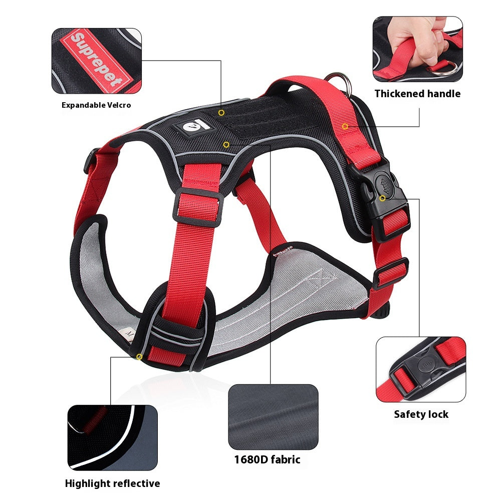 Large Dog Reflective Vest Harness – Adjustable Chest Strap Safety
