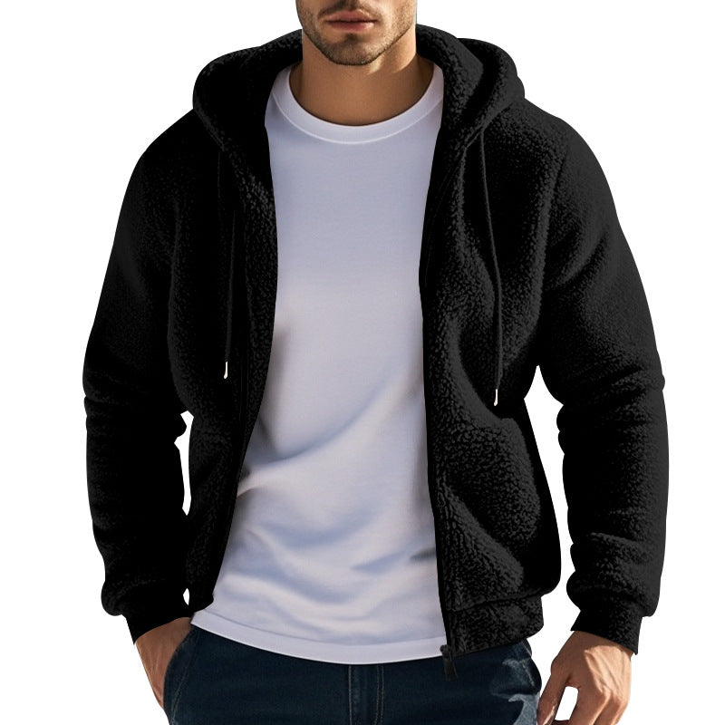 Men’s Loose Fit Solid Color Long Sleeve Polyester Top